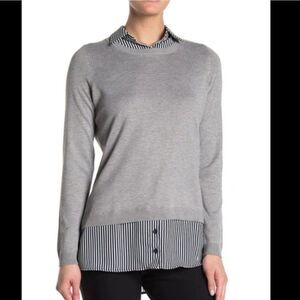 Adriana Papell twofer collared layered soft knit sweater